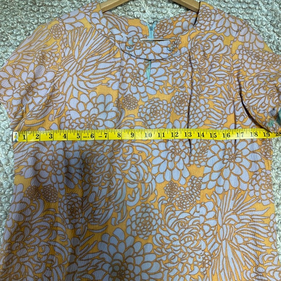 Vintage 1950s Madmen Handmade metal zip Pucci style print Shift Dress M/L - Picture 10 of 11